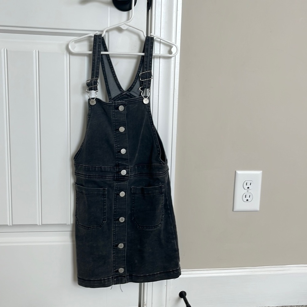Slightly worn art class overall dress/ jean jacket dress size M (7/8) girls